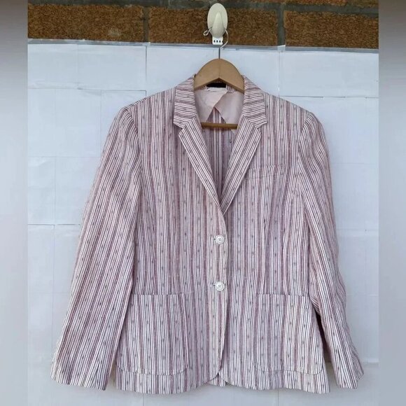 ATM Anthony Thomas Melillo Textured Linen Striped Schoolboy Blazer size 6 - Picture 2 of 14